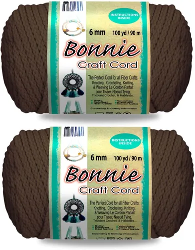 Miniatura 44 de Pepperell Bonnie Cordón de macramé trenzado 6mm x 100 yardas Rojo (Paquete de 2 valores) Cordón de polipropileno trenzado para manualidades DIY