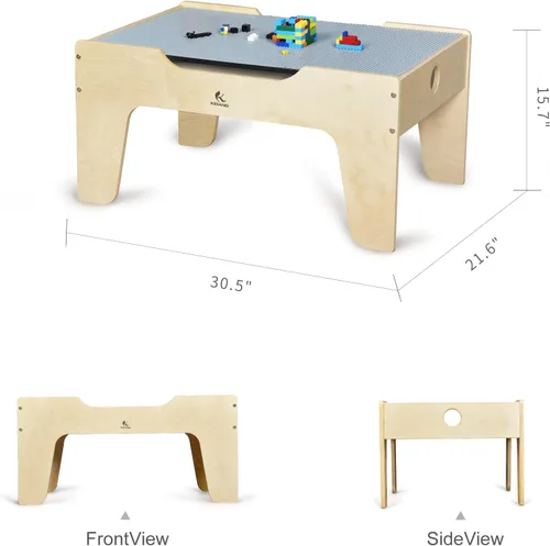 Miniatura 7 de Mesa de Juego de Actividades Todo en Uno para Niños con 290 Ladrillos de Construcción y Set de Tren de Madera de 30 Piezas, Vías, Coches, Pista