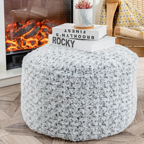 Miniatura 9 de Asuprui Puf Otomano Relleno Reposapiés Puf de Piso Reposapiés 20x12 Pulgadas Puf Redondo Asiento Puf Silla Saco de Frijoles de Piso Silla de Piso