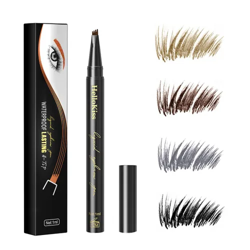 Pluma de relleno de cejas, aplicador de llenado de líquido para puntas de tenedor de cejas similares al cabello, imita el maquillaje natural de ojos