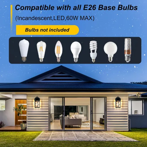 Miniatura 5 de OKELI Lámparas de pared para exteriores del atardecer al amanecer, lámpara de exterior impermeable, iluminación de aplique para el porche delantero