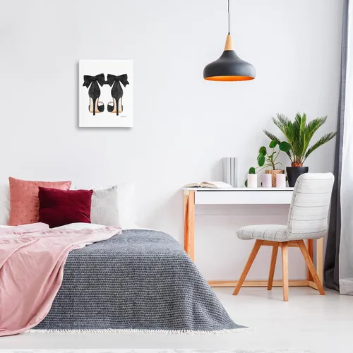 Miniatura 3 de Stupell Industries Zapatos de tacón con lazo negro estirado en lienzo decorativo para pared, fabricado con orgullo en Estados Unidos Stupell