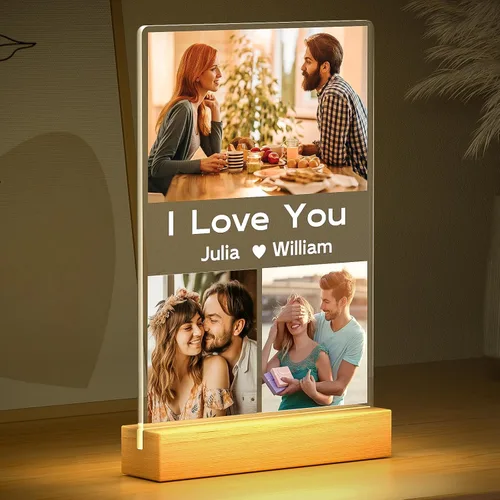 Miniatura 3 de Marcos de fotos personalizados con foto, marco de fotos personalizado con luz nocturna, regalos personalizados para novia, novio, aniversario de 3