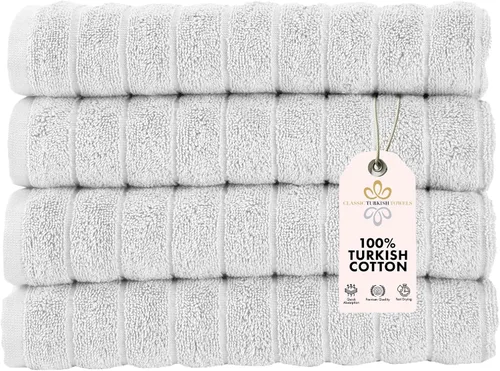 Miniatura 39 de Classic Turkish Towels - Juego de toallas de baño de algodón extragrande de alta calidad, gruesas y absorbentes, toallas de baño de lujo acanaladas