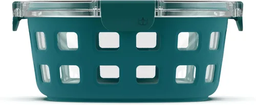 Miniatura 12 de Ello Duraglass - Recipiente de vidrio para preparación de comidas, 4 tazas, con funda de silicona y tapa de plástico hermética sin BPA, apto para 4