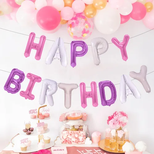 Miniatura 4 de Globos de feliz cumpleaños, 13 letras de papel de aluminio, 16 pulgadas, reutilizables, unisex, decoraciones de cumpleaños para niños y adultos