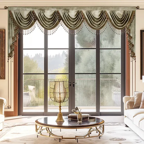 Miniatura 66 de VOGOL Cenefa de cortinas de terciopelo grueso para dormitorio, cenefas de cascada de lujo con aislamiento térmico dorado para sala de estar formal