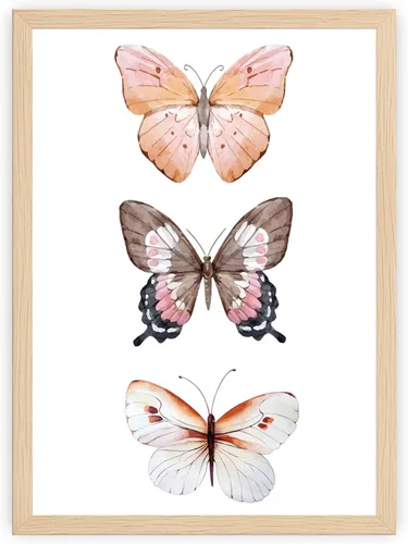 Arte de pared de mariposas - Decoración de mariposas rosadas - Impresión artística de acuarela - 11 x 14 - Póster sin marco