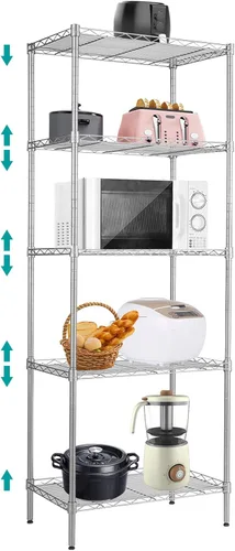 Miniatura 18 de BNSPLY Estantería ajustable de 3 niveles, estante de alambre de metal con certificado NSF, pies niveladores, estante de almacenamiento de pie
