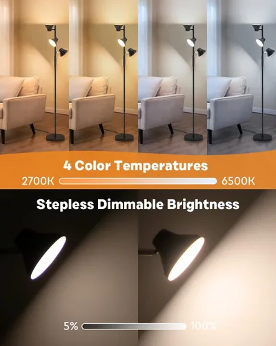Miniatura 4 de SIBRILLE RGBCW Lámpara de Pie, Lámpara de 36W de Cambio de Color Brillante, Moderna Lámpara de Pie LED RGB Regulable Sin Escalones con Control