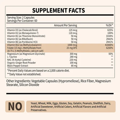 Miniatura 9 de L Metilfolato 15mg Plus Metil B12 - Suplemento metilado de vitamina B9 (5-MTHF) para la salud del cerebro, el estado de ánimo y la energía, alta