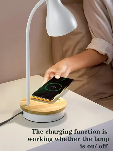 Miniatura 2 de Lámpara de escritorio de metal con carga inalámbrica, lámpara de mesa táctil, luces de lectura, lámparas de arco de escritorio para dormitorio