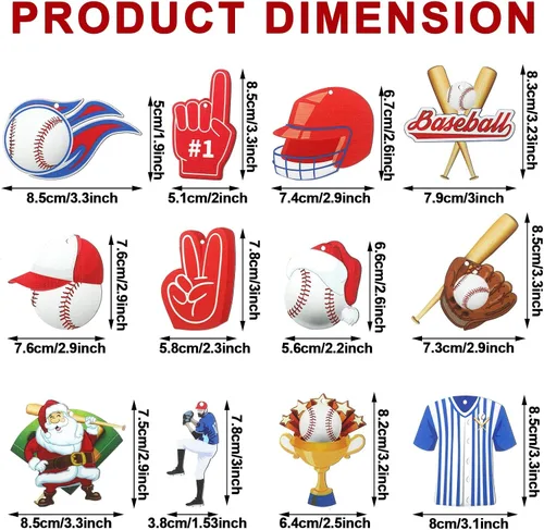 Miniatura 2 de 24 piezas de adornos de bolas de deporte navideñas, juego de adornos de bolas de deporte navideñas de madera, fútbol, baloncesto, béisbol, fútbol