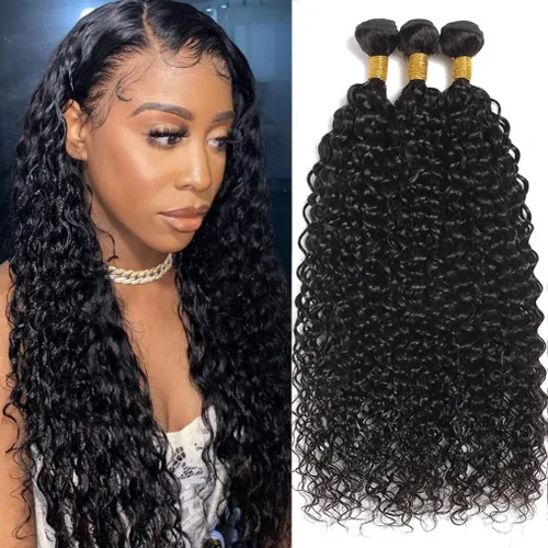 Miniatura 10 de Paquetes de cabello humano onda de agua 4 paquetes 10 12 14 16 pulgadas 10A brasileño virgen rizado profundo paquetes 100% sin procesar mojado