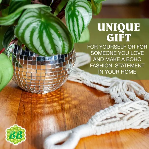 Miniatura 6 de Colgador de macramé para plantas con cuerda corta (sin borla) – 23 pulgadas – Cordón de macramé de algodón para macetas de decoración bohemia