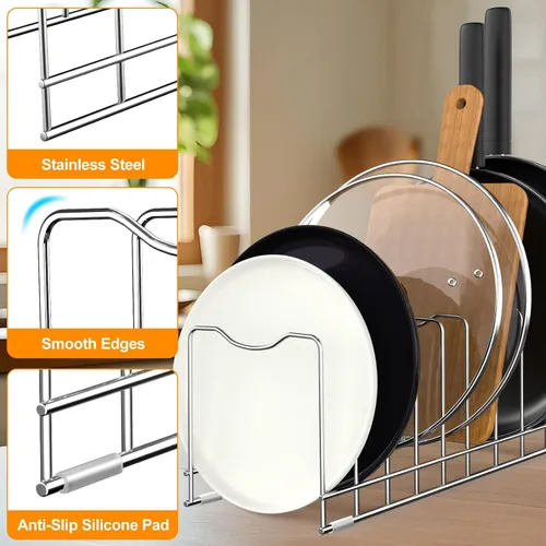 Miniatura 2 de FLSEPAMB Organizador de tapa para ollas, soporte para tapa de olla de 10 niveles, adecuado para platos de platos, tablas de cortar, ollas