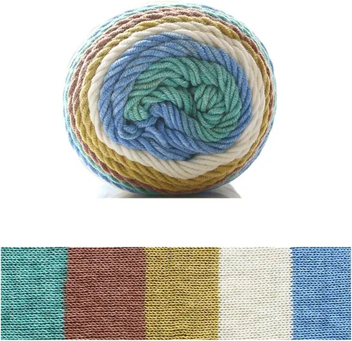 Miniatura 20 de Hilo de color de algodón para tartas, hilo multicolor arcoíris para tejer y tejer a ganchillo, 2 bolas de 7.05 oz, 45% algodón, 55% acrílico, hilo