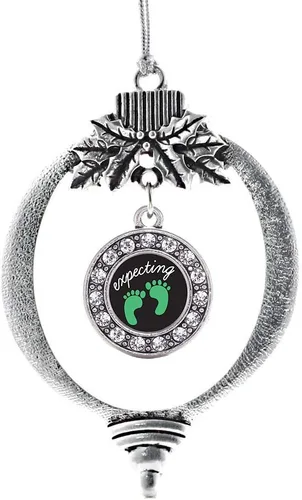 Miniatura 188 de Inspired Silver - Twin One - Adorno festivo de Navidad de plata - Adorno festivo de árbol de Navidad con dije de círculo y circonita cúbica