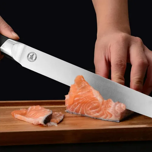 Miniatura 3 de Cuchillo de rebanar de 12 pulgadas – Cuchillo japonés para tallar carne y barbacoa para Turquía – Acero alemán de alto carbono – Pakka de gran
