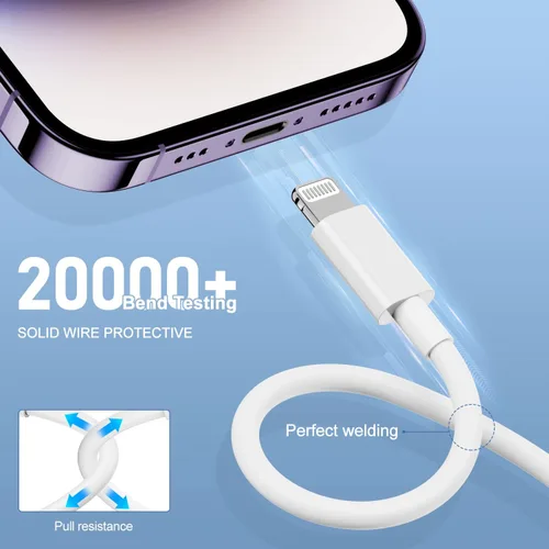 Miniatura 6 de Pack de 3 para [Certificado MFi de Apple] Cable de Carga para iPhone 0.3M - Cable Lightning a USB - 1 Pie de Cables de Carga USB para iPhone