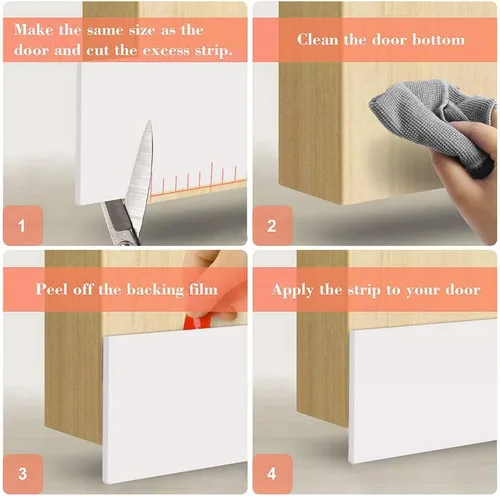 Miniatura 7 de Paquete de 2 topes para puerta de 4 pulgadas de ancho x 37 pulgadas de largo, sello inferior para debajo de la puerta, color blanco sólido