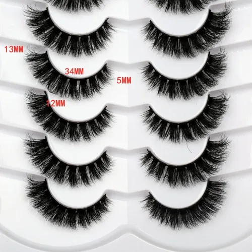 Miniatura 434 de Pooplunch - Pestañas postizas finas de visón sintético, estilo ojo de gato, naturales, cruzadas, tipo racimo, efecto 8D de volumen, tiras