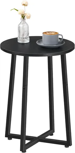 Miniatura 11 de HOOBRO - Mesa auxiliar redonda, mesa de acento con pedestal de metal resistente, mesita de noche redonda de 15.7", para sala de estar, dormitorio