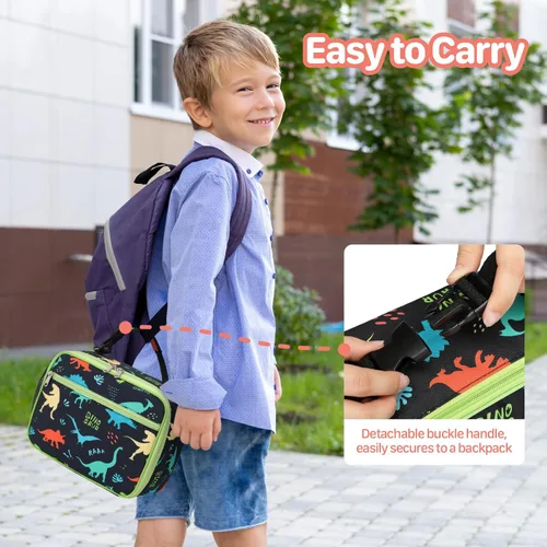 Miniatura 6 de Lonchera Térmica para Niños - Lonchera Reutilizable para Niños con Soporte para Botella de Agua, Bolsa de Almuerzo para Niños Pequeños para Un