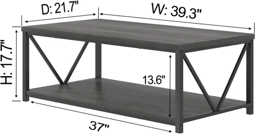Miniatura 2 de FOLUBAN Mesa de centro con almacenamiento, mesas centrales pequeñas modernas para espacios pequeños, mesa de cóctel de madera rústica y metal