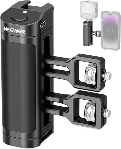 NEEWER - Empuñadura lateral con botón de control remoto inalámbrico y disparador de obturador para jaula de video de smartphone, 2 adaptadores de