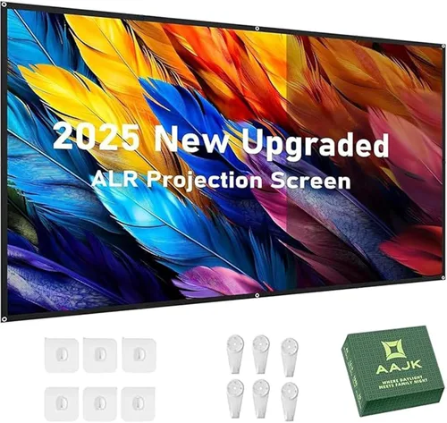 Miniatura 13 de Pantalla de proyección, pantalla de proyector de películas 4K HD 16:9, proyector portátil plegable antiarrugas, pantalla de películas para cine