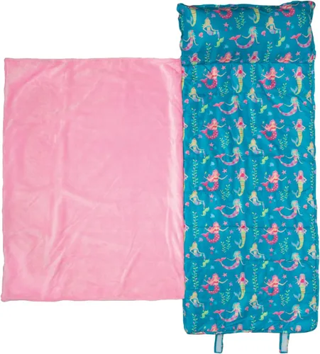 Miniatura 7 de Stephen Joseph, Tapete estampado para siesta para niños pequeños con manta suave y almohada extraíble para niños y niñas, saco de dormir para Azul