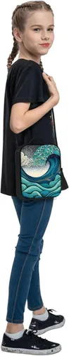 Miniatura 8 de Un patrón de ondas azules y verdes en el estilo. Lonchera portátil aislada, reutilizable, para mujeres, hombres, trabajo, picnic, campamento, 10.5 x