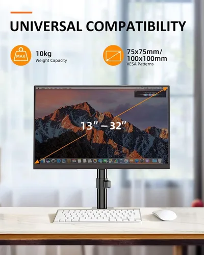 Miniatura 7 de Suptek Soporte para Monitor Individual, Brazo de Monitor Ajustable Soporte de Escritorio para 1/Una Pantalla de hasta 32 Pulgadas de Pantalla