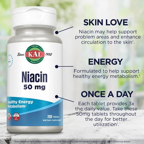 Miniatura 4 de Kal Tabletas de niacina de 50 mg, 200