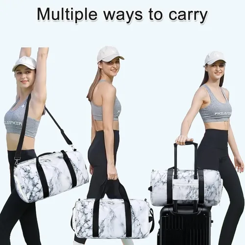 Miniatura 6 de Mochila deportiva de lona para viaje o gimnasio, para hombre y mujer, con compartimento para zapatos y bolsillo para cosas húmedas