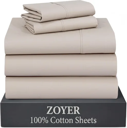 Miniatura 49 de ZOYER Sábanas de 100 % algodón percal tamaño individual, refrescantes y transpirables, duraderas, con una sensación nítida, suave y cómoda, bolsillo