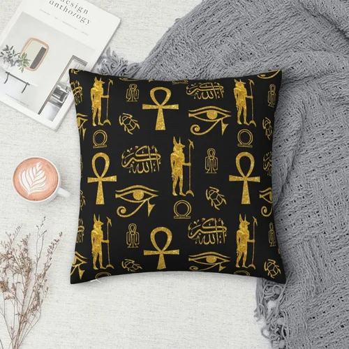 Miniatura 8 de Funda de almohada cuadrada de 12 x 12 pulgadas, diseño de cruz de Ankh de Ankh, dorada, Allahu Akbar, funda de cojín cuadrada decorativa