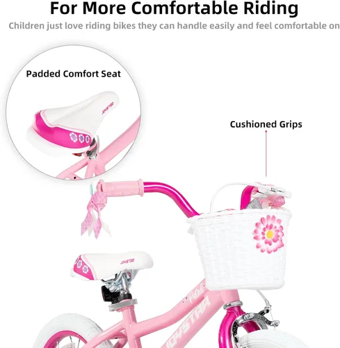 Miniatura 4 de JOYSTAR Bicicleta para niñas pequeñas y niños de 3 a 10 años, bicicleta para niños de 12, 14, 16 y 20 pulgadas, con ruedas de entrenamiento y frenos