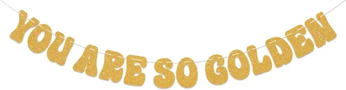 Cartel dorado con purpurina dorada con texto en inglés "You're So Golden Birthday", "Stay Goldens", suministros de decoración de fiesta de