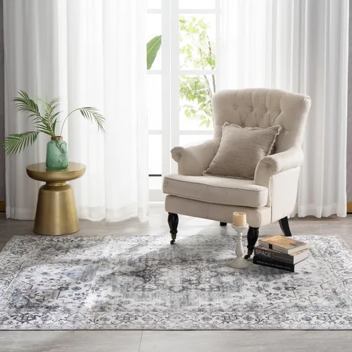 Miniatura 105 de Syalife 6x9 Alfombra Lavable para Área, Ultra Suave Antideslizante, Pila Baja, Alfombra Vintage Resistente a Manchas para Sala de Estar, Alfombra