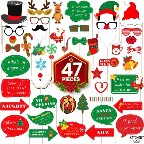 Miniatura 9 de KatchOn, Accesorios para cabina de fotos de Navidad, paquete de 47, pequeños bricolaje, decoraciones de Navidad para interiores, exteriores