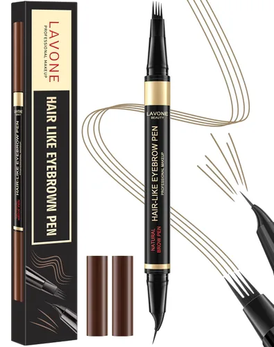 Miniatura 11 de LAVONE Lápiz de cejas 2 en 1 para mujer con lápiz de cejas microblading de 4 puntas y lápiz de cejas curvado y preciso, lápiz de cejas impermeable