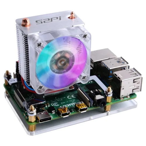 GeeekPi Enfriador de torre ICE con ventilador de refrigeración RGB y disipador de calor para Raspberry Pi 4B/3B+/3B