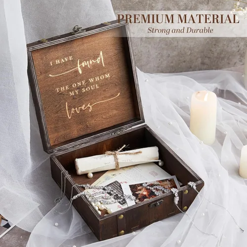 Miniatura 4 de AW BRIDAL Caja de Recuerdos de Boda para Señor y Señora para Parejas, Cajas de Madera con Tapa, Regalos de Despedida de Soltera para Novia, Fiesta
