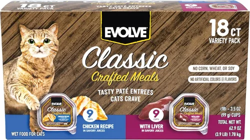 Miniatura 14 de Evolve Receta de pollo y carne de res sin granos en salsa húmeda para gatos 3 oz - 24 pk