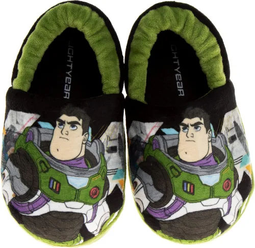 Disney Lightning McQueen and Buzz Lightyear - Pantuflas de pijama para niños Pantuflas de felpa cálidas de doble tamaño para interiores bebéniño