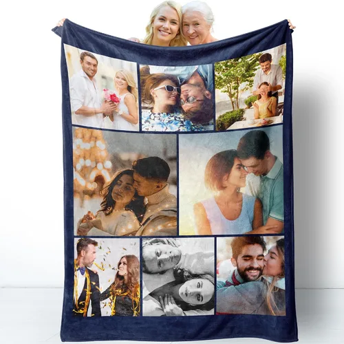 Miniatura 15 de Manta personalizada con fotos, manta personalizada de collage de fotos, regalos para madre, padre, amante, amigo, manta de franela personalizada