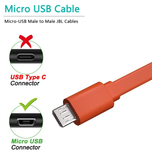 Miniatura 2 de Cable de carga para altavoz JBL, cable de alimentación de carga micro USB plano para altavoz JBL, auriculares, auriculares, reemplazo de carga de 3