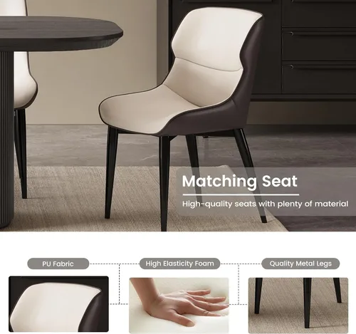Miniatura 8 de Mesa de comedor ovalada de 63 pulgadas para 2-6 personas, mesa de cocina negra moderna, mesa de comedor rectangular de lujo, mesa de comedor